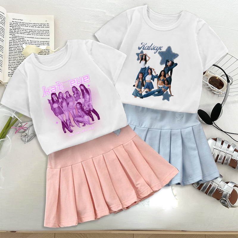 Street Fashion Girls - Mode K POP K-KATSEYE T-shirt jupe