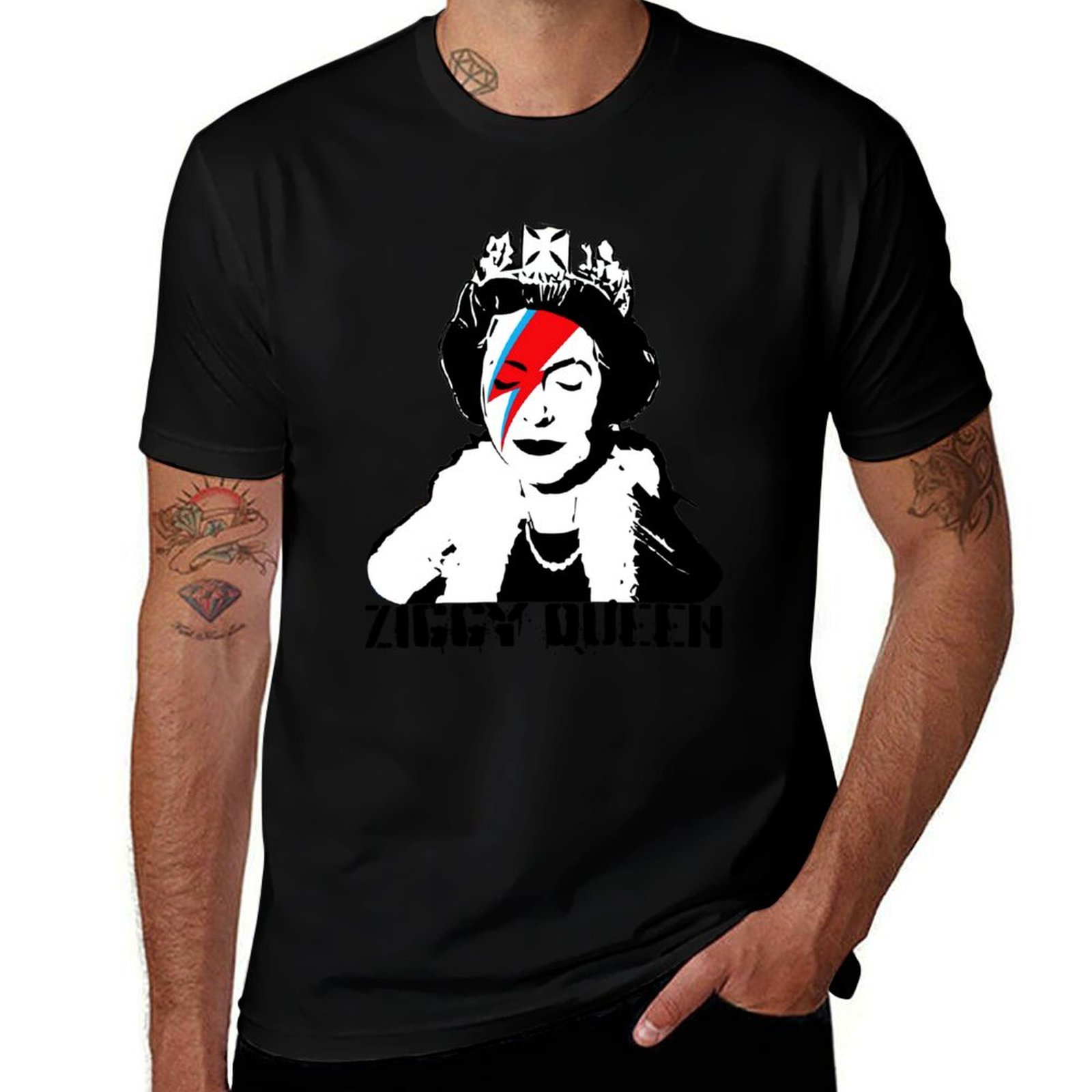 Queen Street Fashion - T-shirt Queen Elisabeth Ziggy Queen Banksy