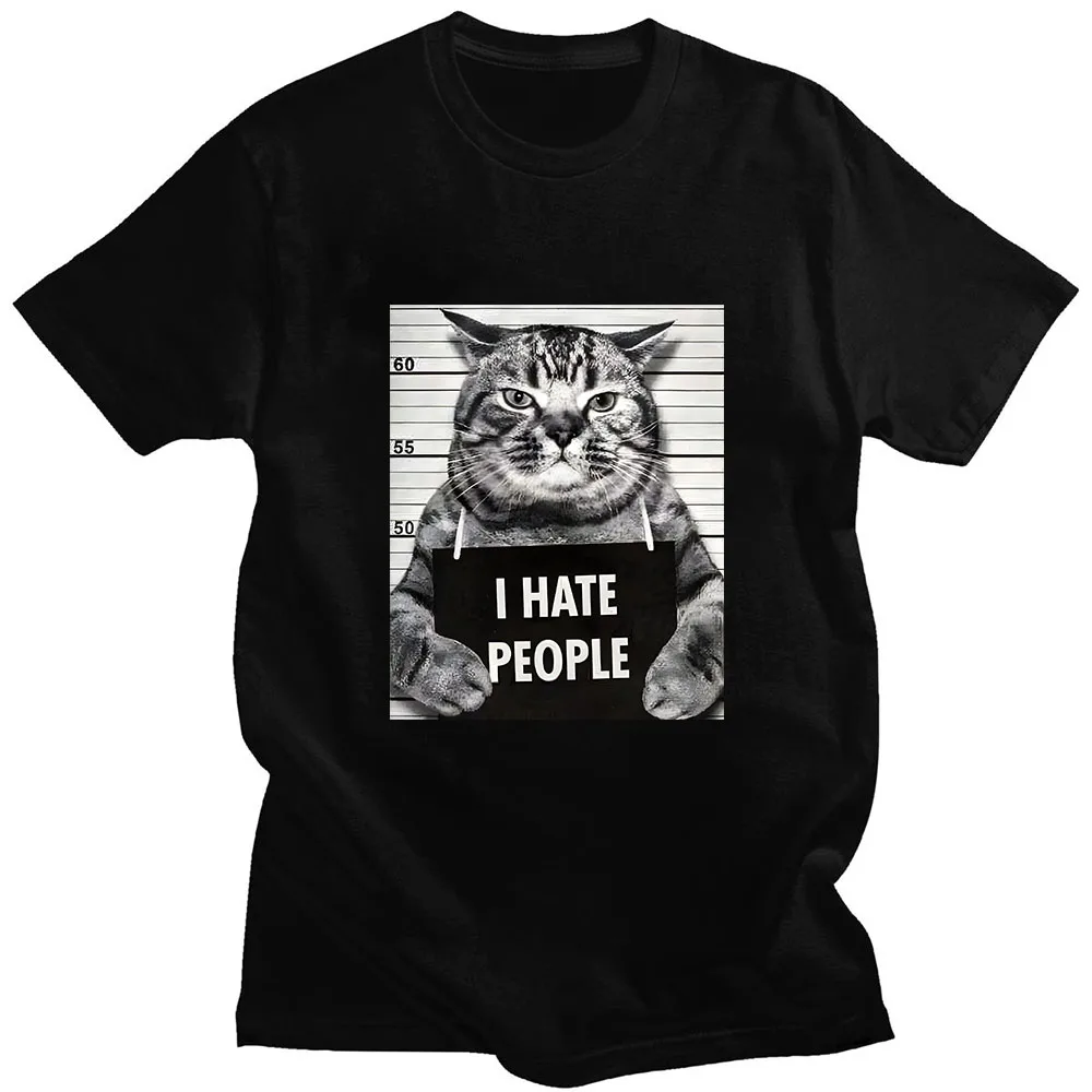 Street Fashion Asian Men - T-shirt imprimé « Meow » taille