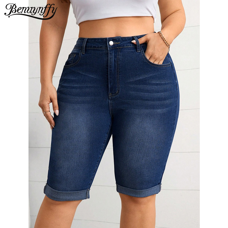 Street Fashion Jeans Women - Benuynffy Jean crayon taille mi-haute vintage