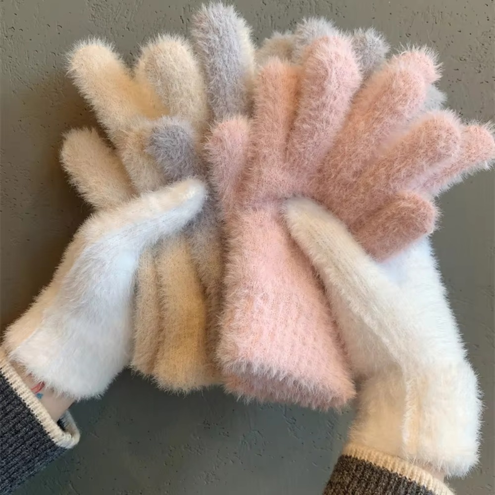 Street Fashion Gloves - Gants en fourrure épais et tendance,