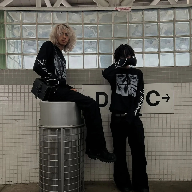 Street Fashion Couple - Années 2000 Punk Rétro Hip Hop