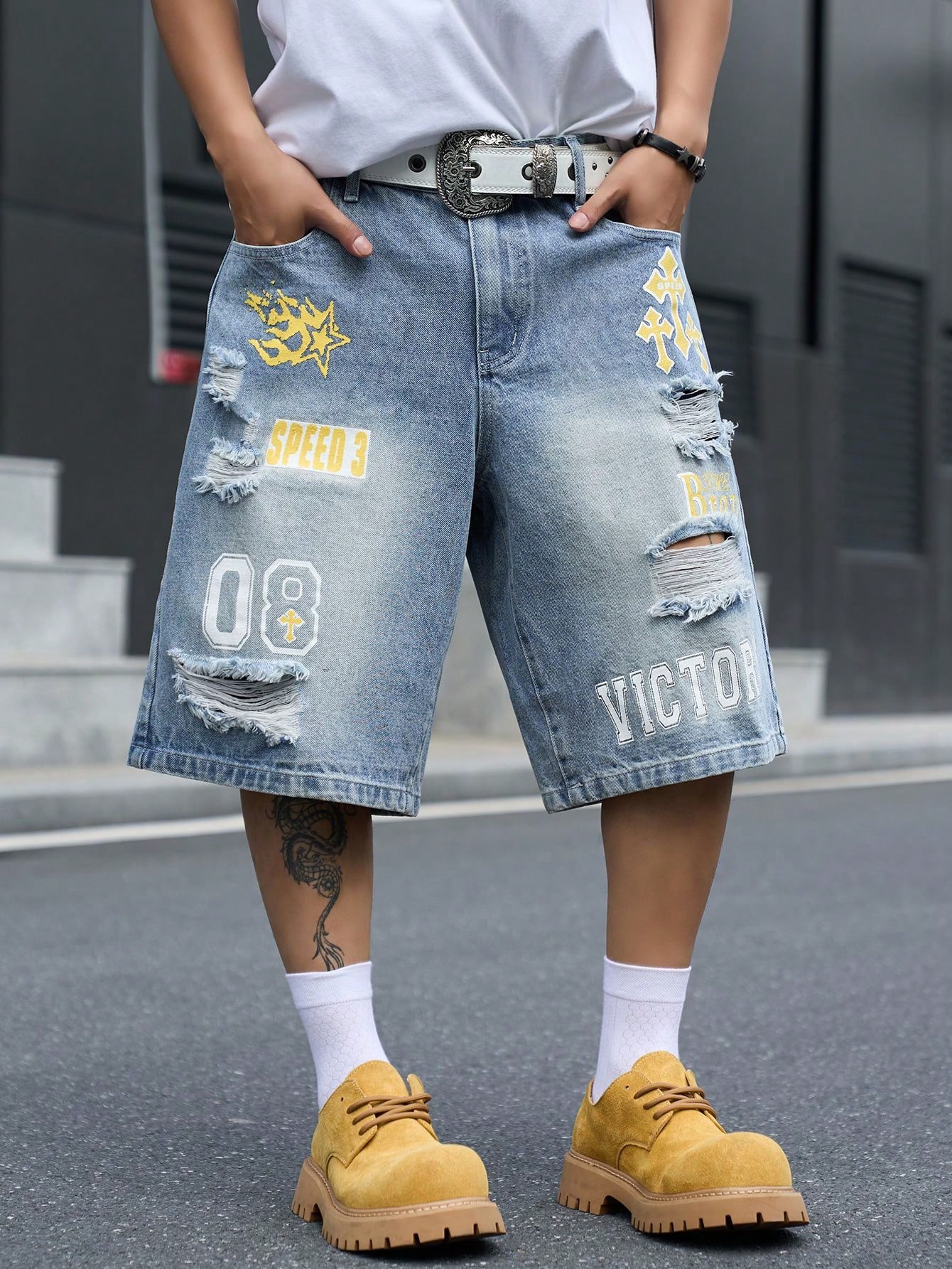Street Fashion Jeans Men - Shorts en jean ample pour homme,