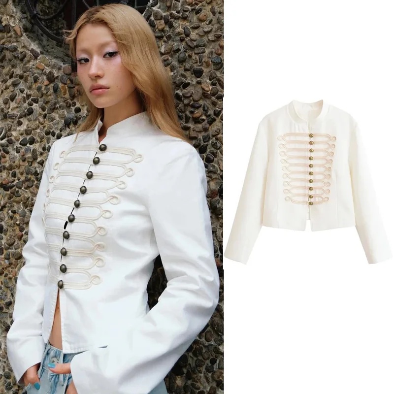Veste blanche minimaliste à co - Street Fashion Events avis et prix