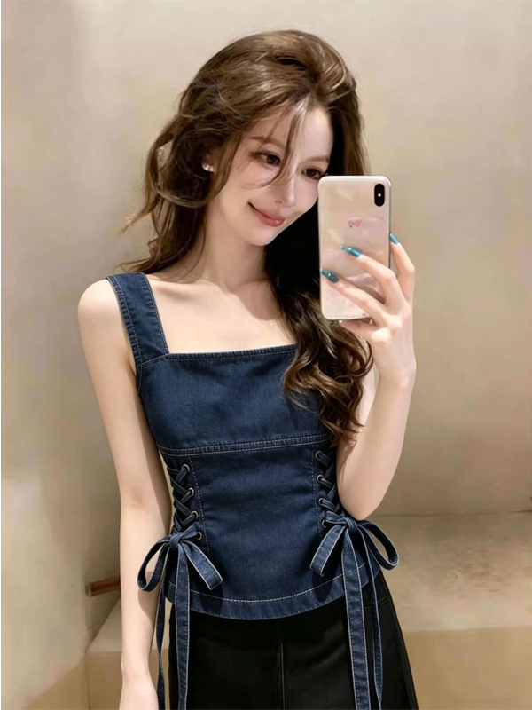 Gilet en jean bleu à bretelles - Street Fashion Vest avis et prix