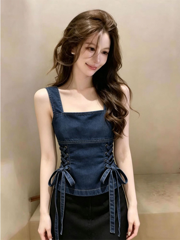 Gilet en jean bleu à bretelles - Street Fashion Vest avis et prix