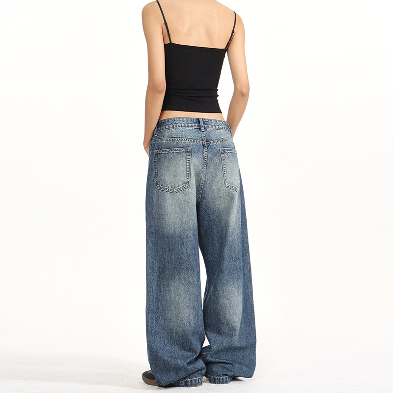 Jean rétro délavé à rivets 202 - Street Fashion Jeans Women avis et prix