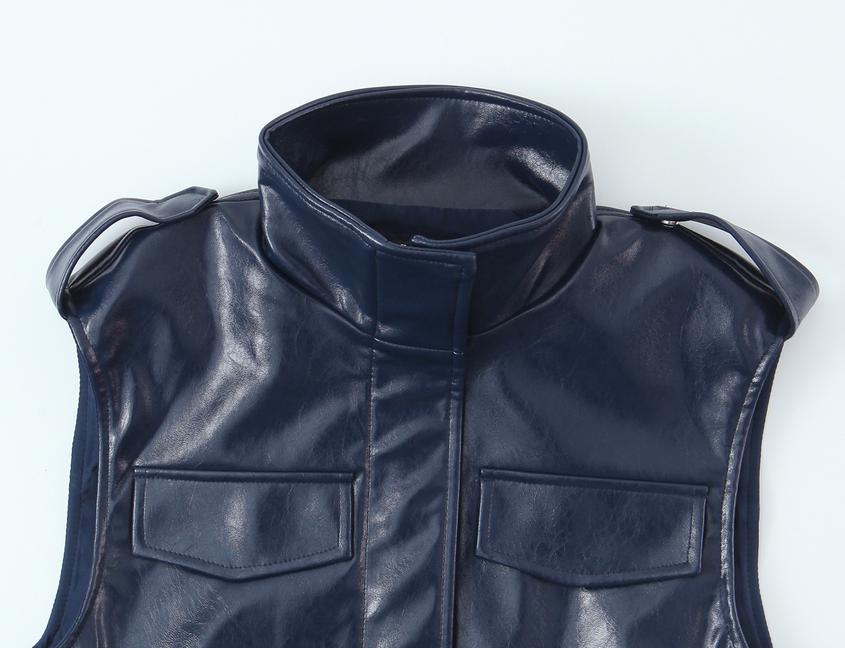 KONDALA 2026 Printemps Bleu PU - Street Fashion Vest avis et prix